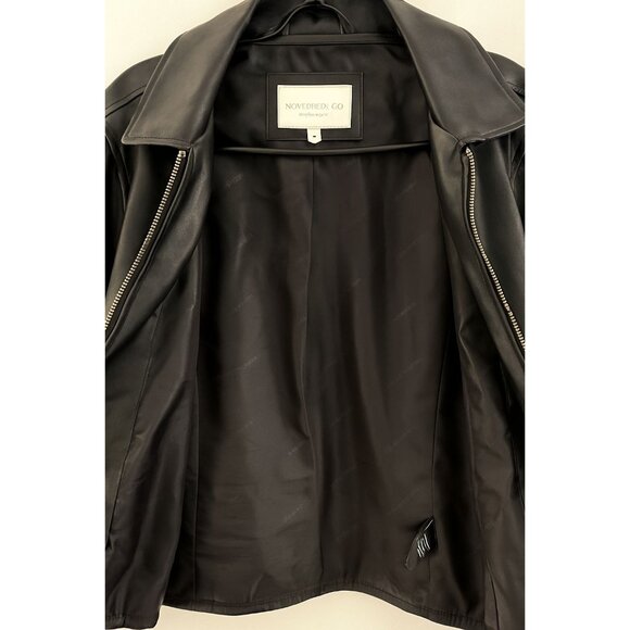 Worthington Genuine Leather Jacket - Classic Black Zip-Front Womens coat - Picture 3 of 4